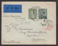 G.B. - British Empire Exhibition 1925 (May 9) Cover to Baghdad inscribed ""Cairo-Baghdad air mail""