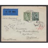 G.B. - British Empire Exhibition 1925 (May 9) Cover to Baghdad inscribed ""Cairo-Baghdad air mail""