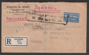 Kenya Uganda and Tanganyika 1931 (Aug 3) Registered cover from Nairobi to London franked on reverse