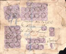 Egypt 1882 (Oc 5) Large registered cover (faults) to London franked at a remarkable 11/- rate by 132