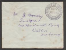 Tristan Da Cunha c.1925 Stampless Cover to Dublin with superb Tristan type II cachet in black, witho