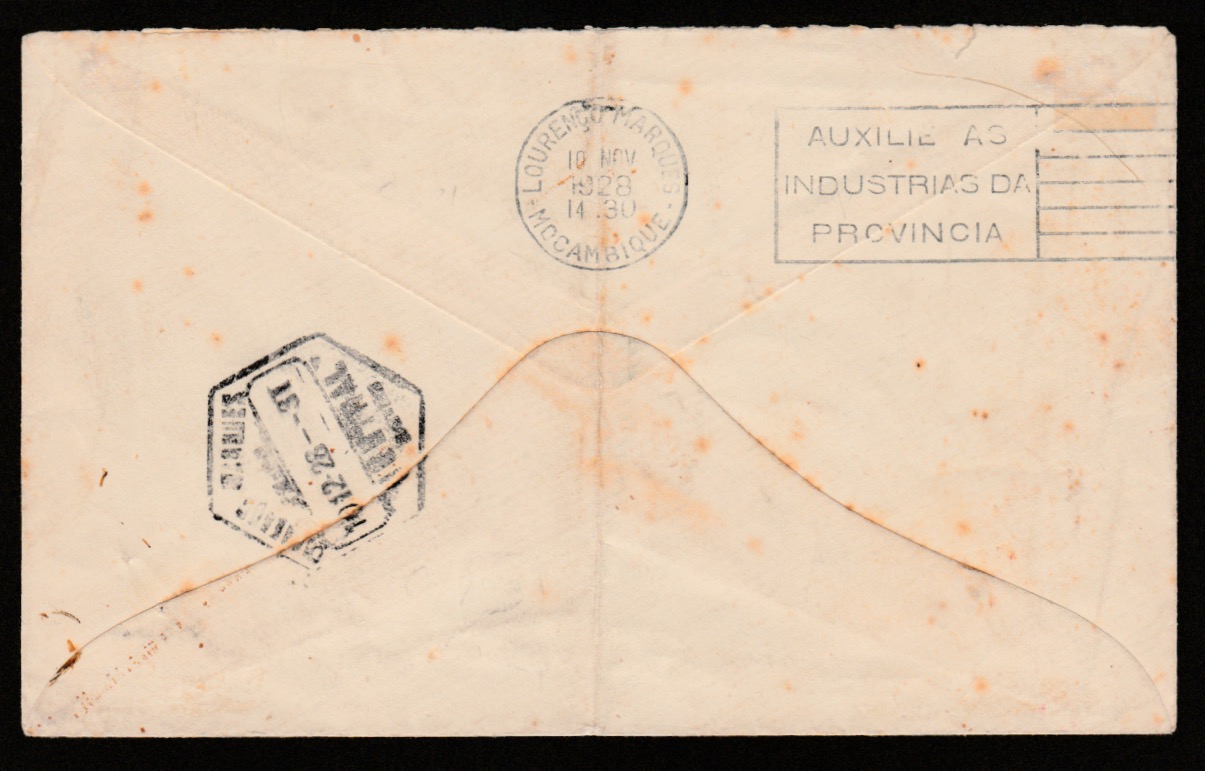 Tristan Da Cunha 1928 Stampless cover to Lourenco Marques with the very scarce type IVa ""TRISTAN DA - Image 2 of 2