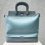 CARTIER Half Zippy and Ostrich Bleu Shopping Handbag