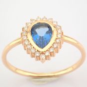 IDL Certificated 14K Rose/Pink Gold Diamond & Sapphire Ring (Total 0.95 ct Stone)