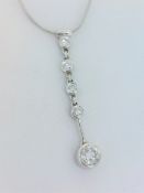 18ct (750) White Gold 0.75ct Diamond Drop Pendant on Snake Chain Necklaces