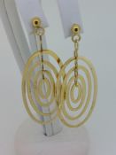 9ct (375) Yellow Gold Large Open Oval Drop Stud Earrings