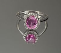 Beautiful Natural Ceylon Pink Sapphire With Natural Diamonds & 18k White Gold