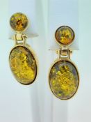 9ct (375) Yellow Gold and Amber Stud Earrings