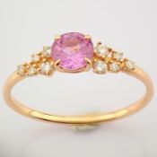 IDL Certificated 14K Rose/Pink Gold Diamond & Sapphire Ring (Total 0.73 ct Stone)