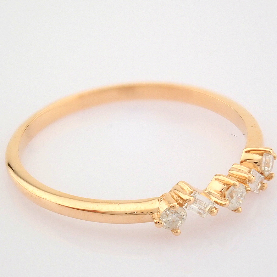 IDL Certificated 14K Rose/Pink Gold Baguette Diamond & Diamond Ring (Total 0.14 ct Stone) - Image 2 of 9