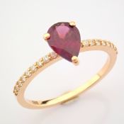IDL Certificated 14K Rose/Pink Gold Diamond & Tourmaline Ring (Total 0.65 ct Stone)