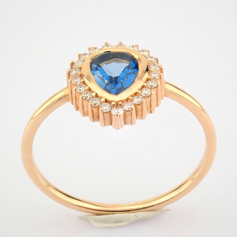 IDL Certificated 14K Rose/Pink Gold Diamond & Sapphire Ring (Total 0.95 ct Stone) - Image 3 of 8