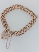9ct Gold Bracelet with Heart Lock and Sagety Chain