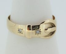 9ct (375) Yellow Gold Buckle Ring with Diamonds