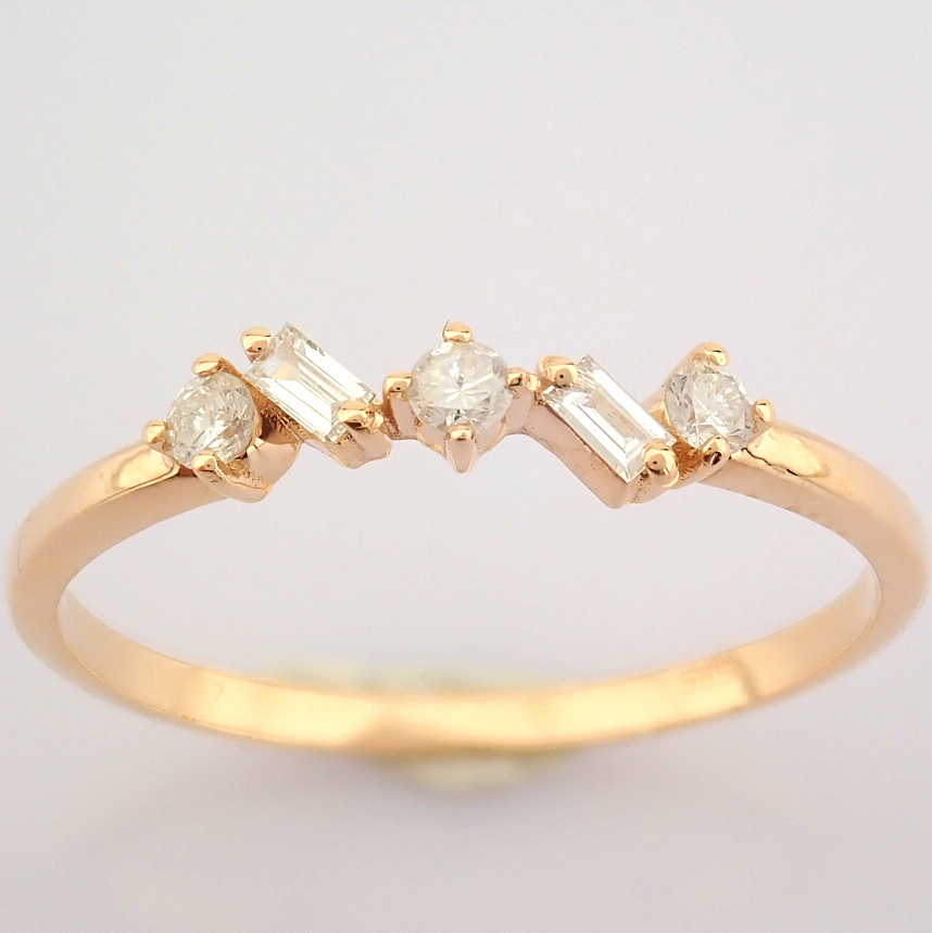 IDL Certificated 14K Rose/Pink Gold Baguette Diamond & Diamond Ring (Total 0.14 ct Stone) - Image 5 of 9