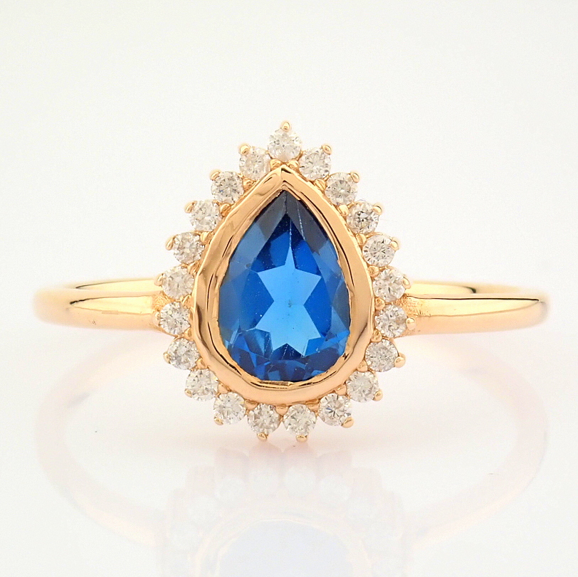 IDL Certificated 14K Rose/Pink Gold Diamond & Sapphire Ring (Total 0.95 ct Stone) - Image 5 of 8