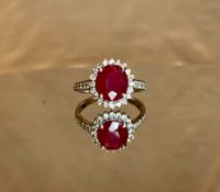 Natural Burmese Ruby Ring 2.15 Ct With Natural Diamonds & 18kGold
