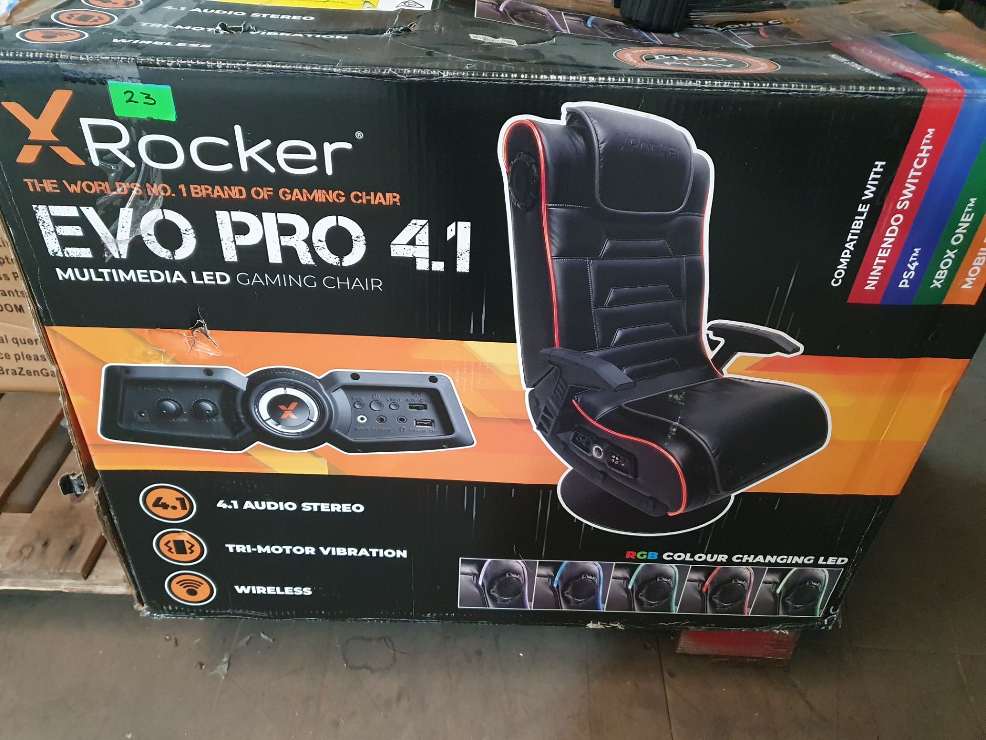 X-Rocker EV PRO 4.1 Multimedia LED Gaming Chair. 4.1 Audio Sterio. Tri-motor Vibration. Wireless. M - Image 3 of 3