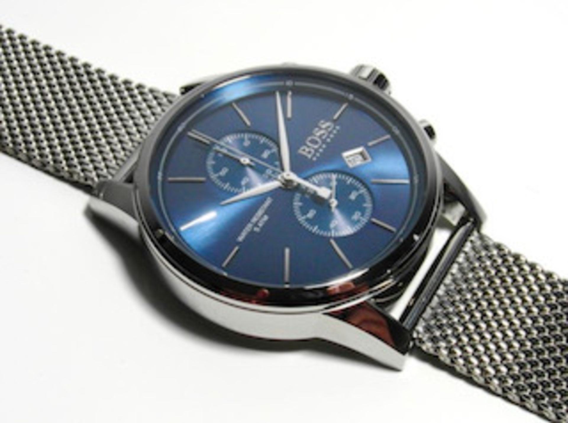 Hugo Boss 1513441 Men's Jet Blue Dial Silver Mesh Band Chronograph Watch - Image 4 of 5