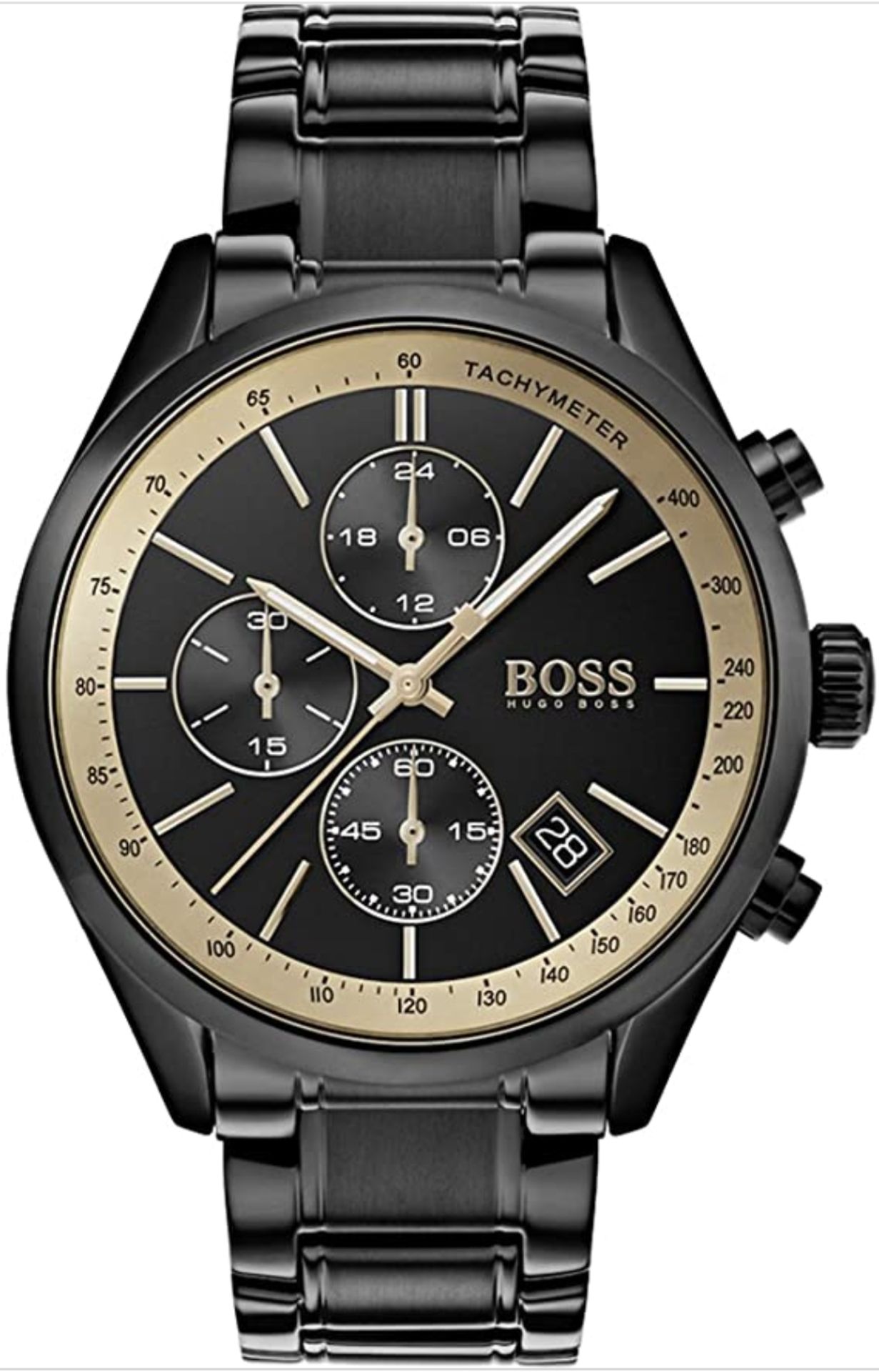 Hugo Boss 1513578 Men's Grand Prix Black Stainless Steel Bracelet Chronograph Watch