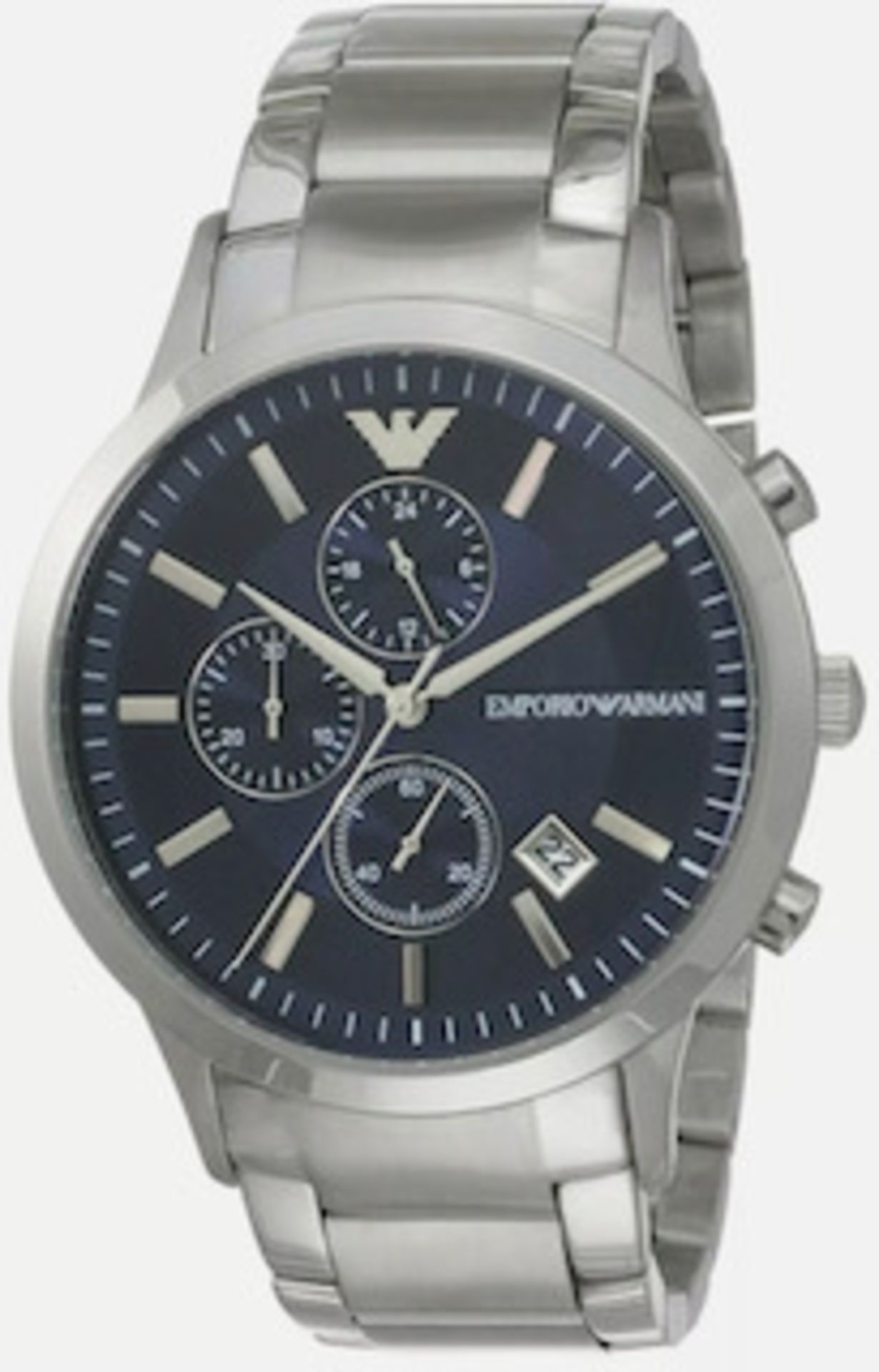 Emporio Armani AR11164 Men's Blue Dial Silver Bracelet Chronograph Watch - Image 4 of 6