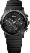 Hugo Boss 1512639 Men's All Black Rubber Strap Quartz Chronograph Watch