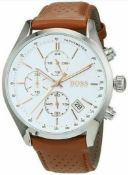 Hugo Boss 1513475 Men's Grand Prix Brown Leather Strap Chronograph Watch