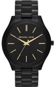 Michael Kors MK3221 Ladies Slim Runway Black Bracelet Quartz Watch