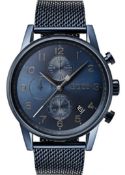 Men's Hugo Boss Navigator GQ Edition All Blue Mesh Band Chronograph Watch 1513538