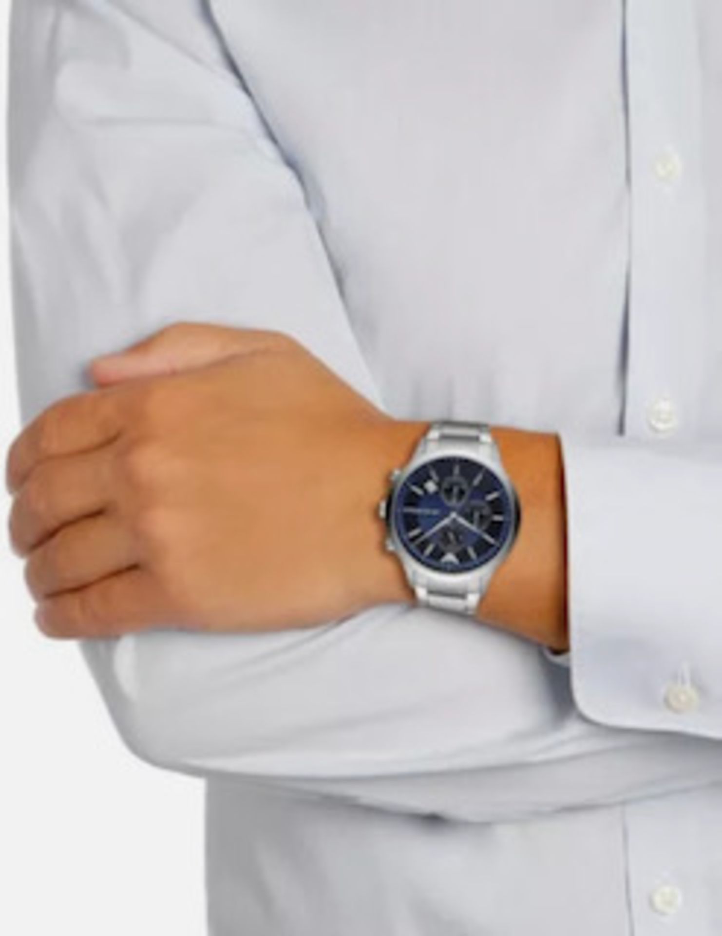 Emporio Armani AR11164 Men's Blue Dial Silver Bracelet Chronograph Watch - Image 3 of 6