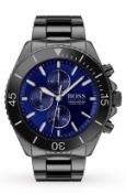 Hugo Boss 1513743 Men's Ocean Edition Blue Dial Gunmetal Grey Bracelet Quartz Watch