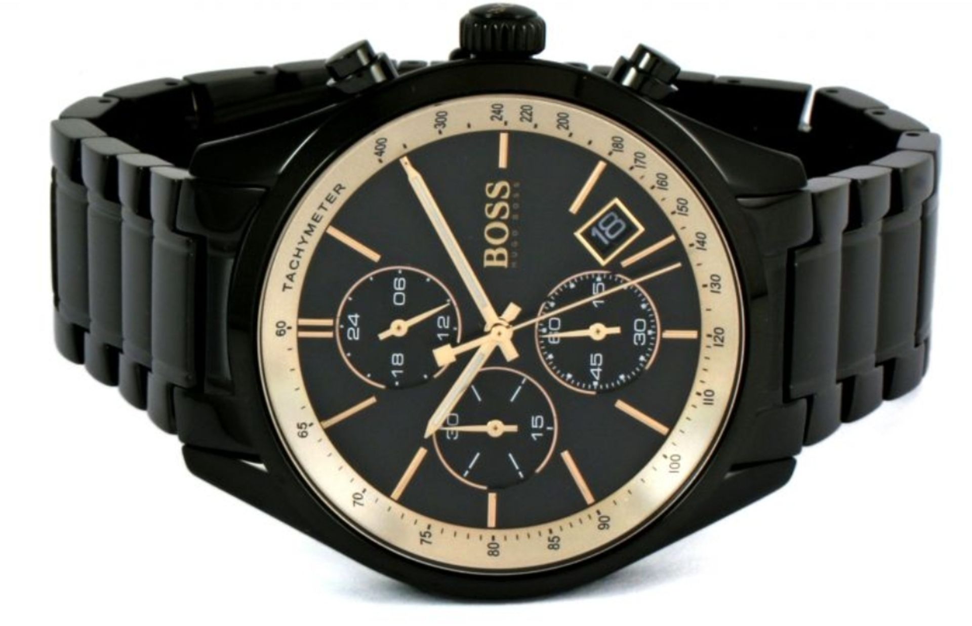 Hugo Boss 1513578 Men's Grand Prix Black Stainless Steel Bracelet Chronograph Watch - Image 5 of 7
