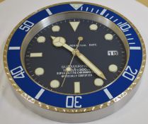 34 cm Silver body Blue Bezel Blue Dial clock