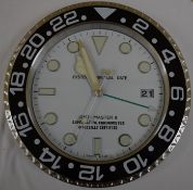 34 cm Silver body Black Bezel White Dial clock