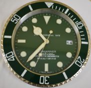 34 cm Silver body Dark green Bezel Green Dial clock