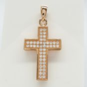 A stone-set rose gold-plated silver cross pendant