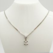 A pre-owned 0.30 carat princess-cut diamond necklace in 9ct white gold, boxed