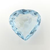 A single, unmounted, pear/heart-shaped natural aquamarine gemstone weighing 4.24 carats