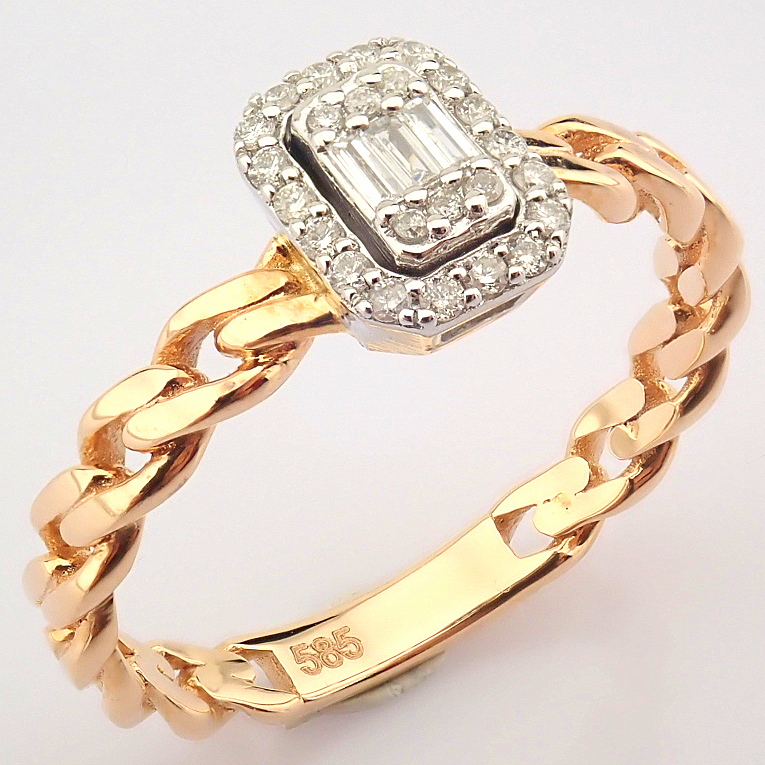 Certificated 14K White and Rose Gold Diamond Ring - Image 2 of 8