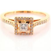 Certificated 14K Yellow and Rose Gold Diamond Ring