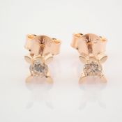 Certificated 14K Rose/Pink Gold Diamond Solitaire Earring
