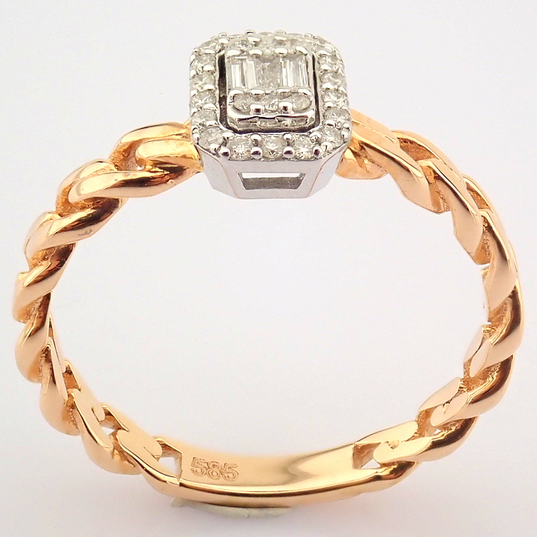 Certificated 14K White and Rose Gold Diamond Ring - Image 3 of 8