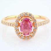 Certificated 14K Rose/Pink Gold Diamond & Pink Sapphire Ring