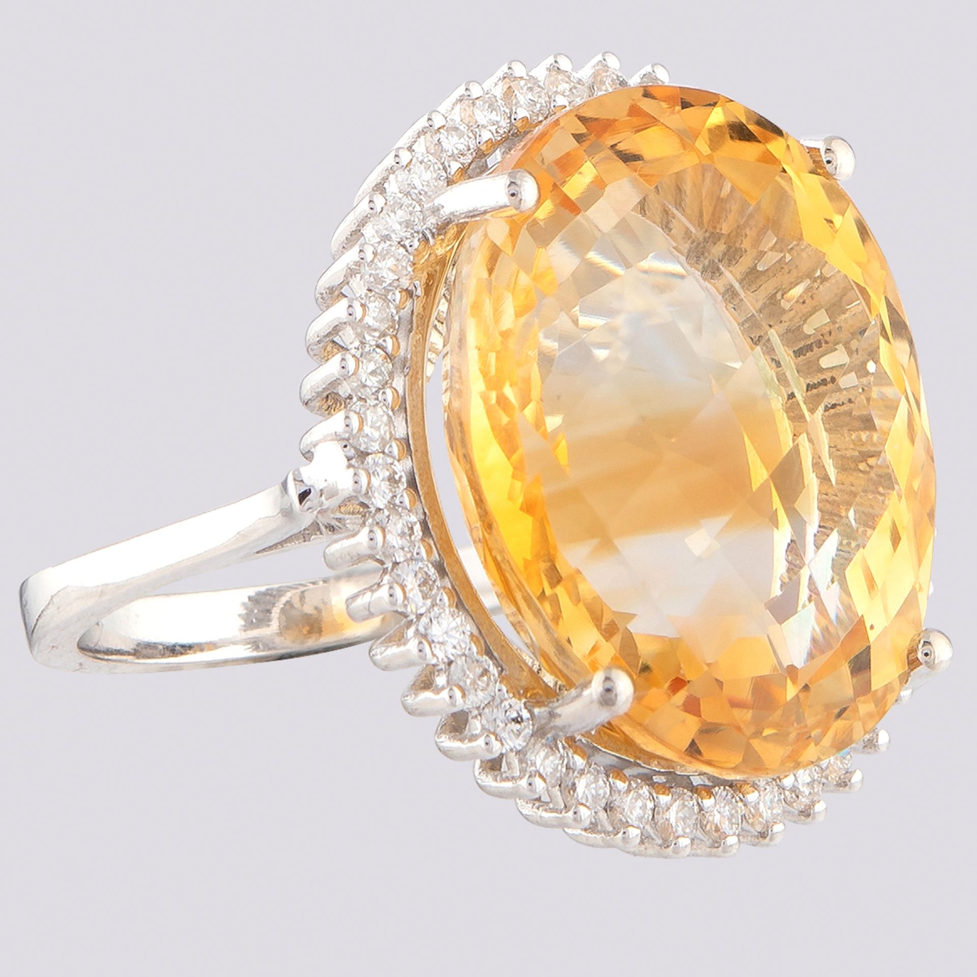 Certificated 14K White Gold Diamond & Citrin Ring - Image 3 of 4