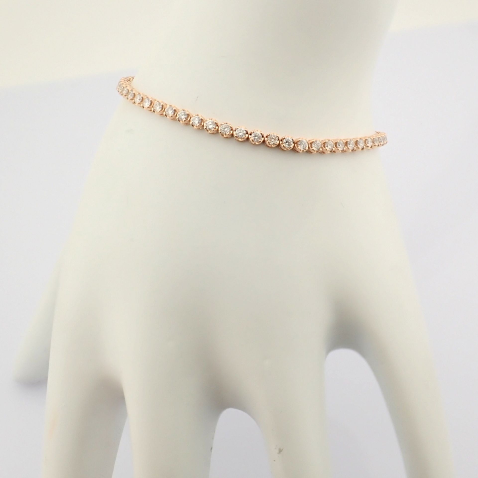 Certificated 14K Rose/Pink Gold Diamond Bracelet - Image 13 of 16
