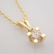 Certificated 14K Yellow Gold Diamond Solitaire Necklace