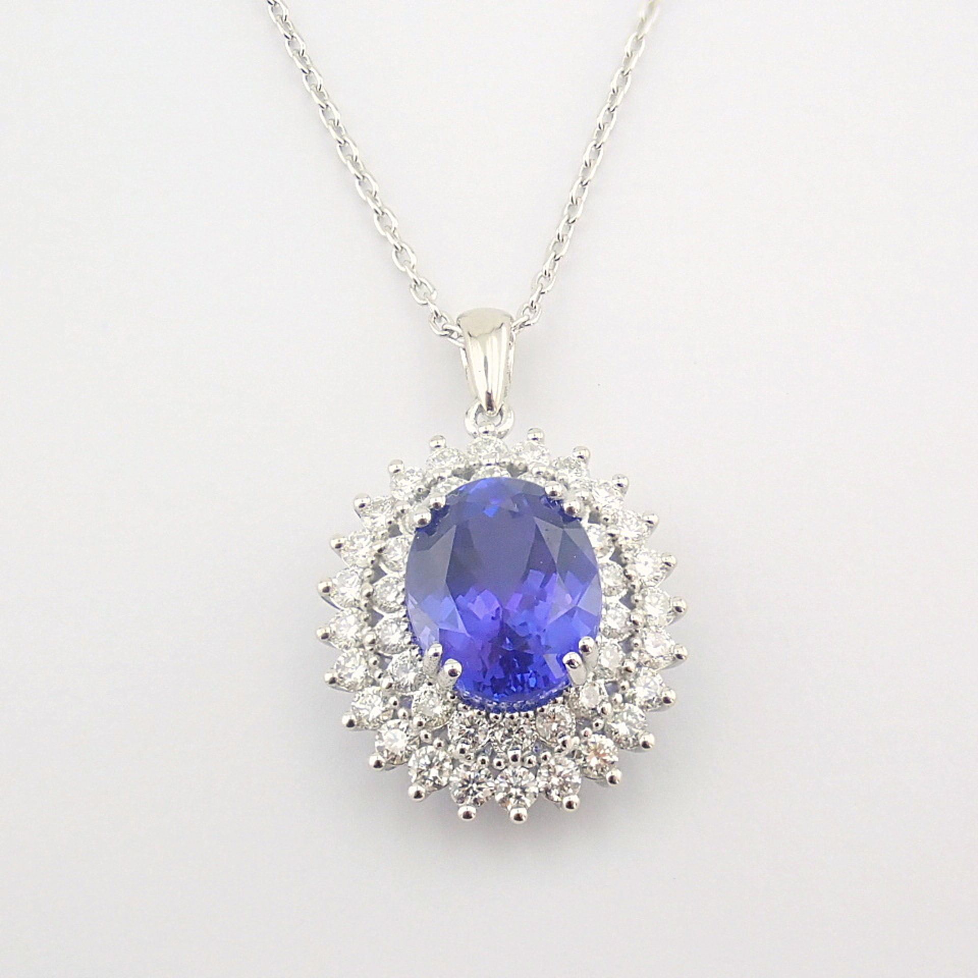 Certificated 14K White Gold Diamond & Tanzanite Necklace