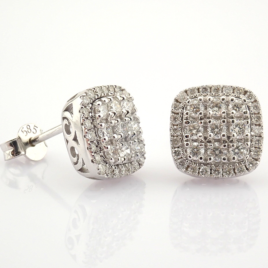 Certificated 14K White Gold Diamond Earring - Image 6 of 7