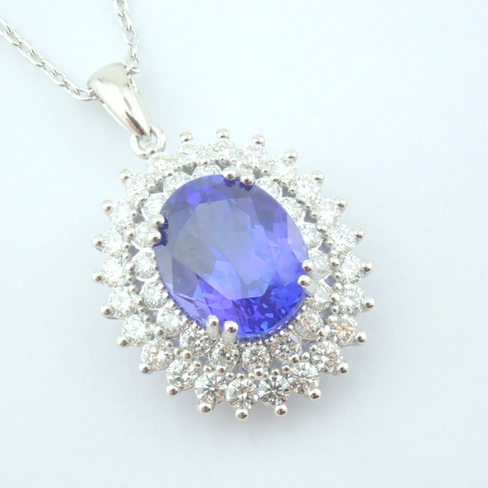 Certificated 14K White Gold Diamond & Tanzanite Necklace - Image 8 of 17