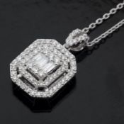 Certificated 14K White Gold Diamond Necklace